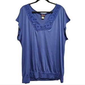 Torrid Blue Crochet V-neck Sleeveless Blouse Size‎ 3XL